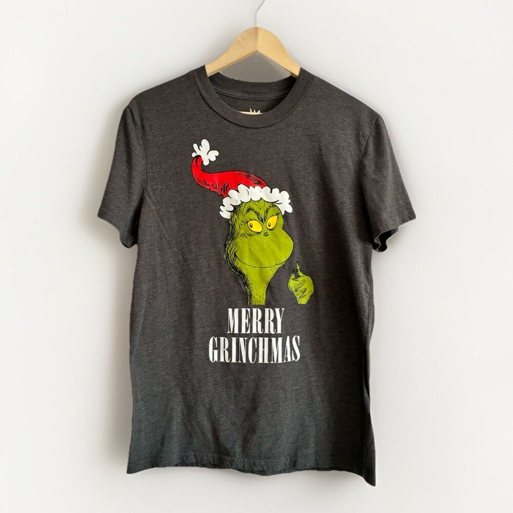 Merry Grinchmas Mens Medium Gray Christmas Dr. Seuss